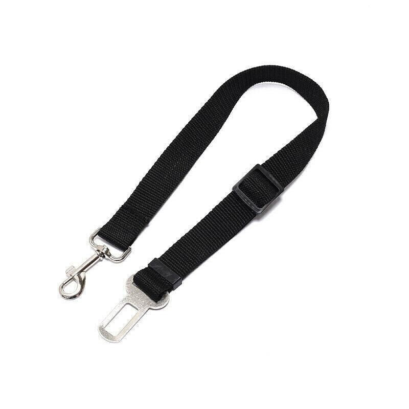 2X Adjustable Pet Travel Lead Clips with Car Buckle for Secure Restraint - Black