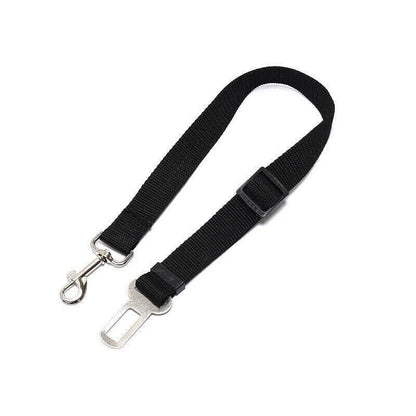 2X Adjustable Pet Travel Lead Clips with Car Buckle for Secure Restraint - Black