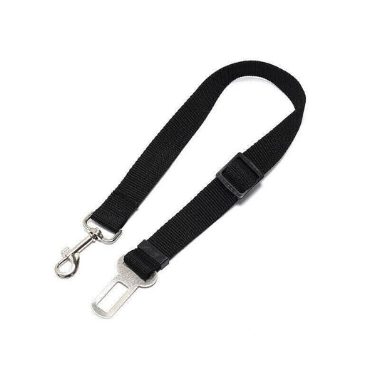 2X Adjustable Pet Travel Lead Clips with Car Buckle for Secure Restraint - Black