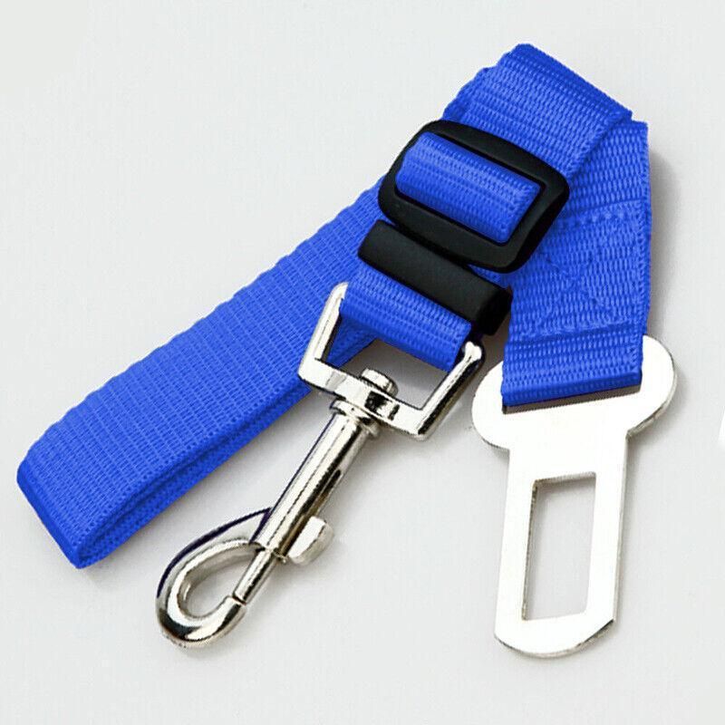 2X Adjustable Pet Travel Lead Clips with Car Buckle for Secure Restraint - Blue