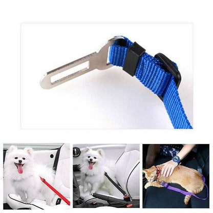 2X Adjustable Pet Travel Lead Clips with Car Buckle for Secure Restraint - Green