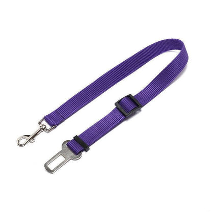 2X Adjustable Pet Travel Lead Clips with Car Buckle for Secure Restraint - Purple