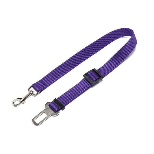 2X Adjustable Pet Travel Lead Clips with Car Buckle for Secure Restraint - Purple