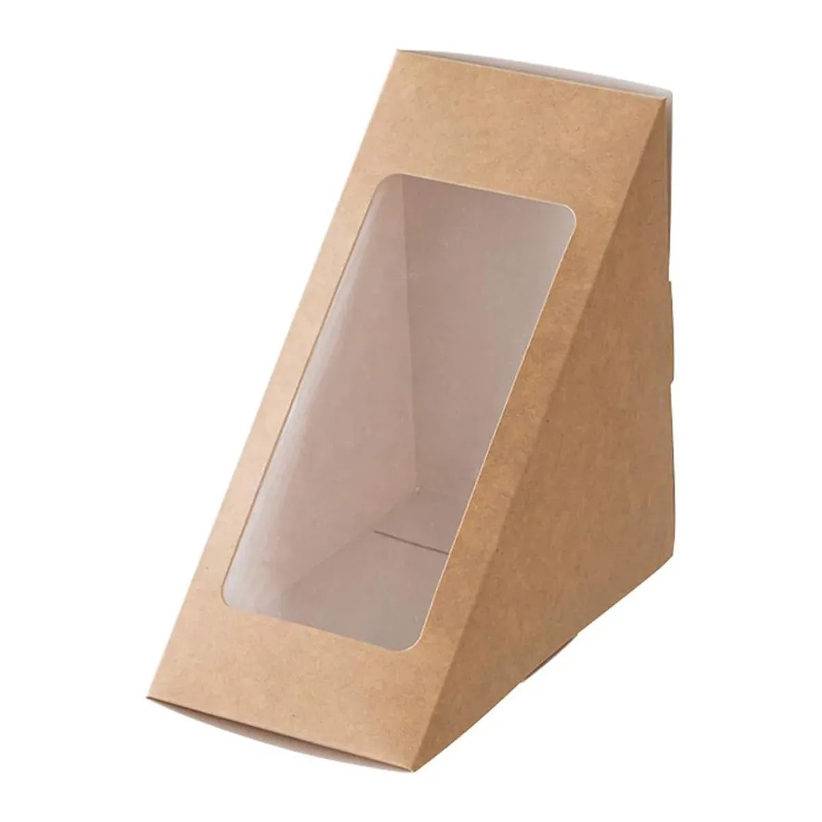 100PCS Sandwich Wedge Box Triangle Paper Container Cupcake Cake Box with Window - White
