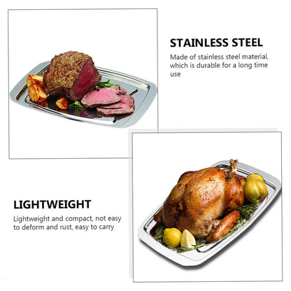 Stainless Steel Grill Plate Meat Roasting Tray with Spikes Barbecue Rack Tool