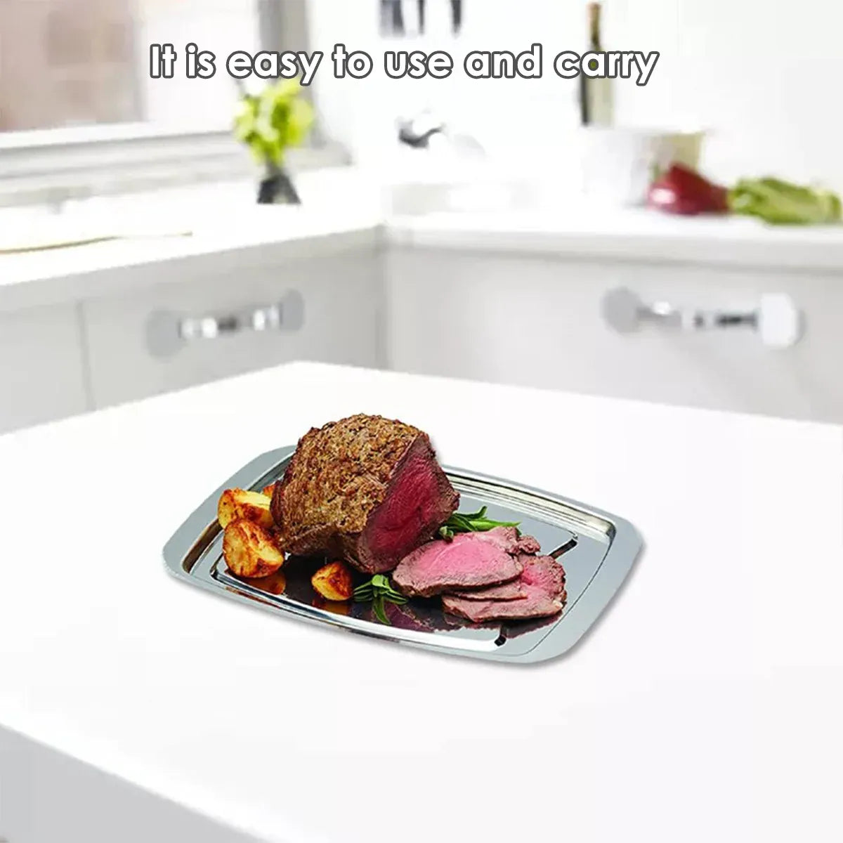 Stainless Steel Grill Plate Meat Roasting Tray with Spikes Barbecue Rack Tool