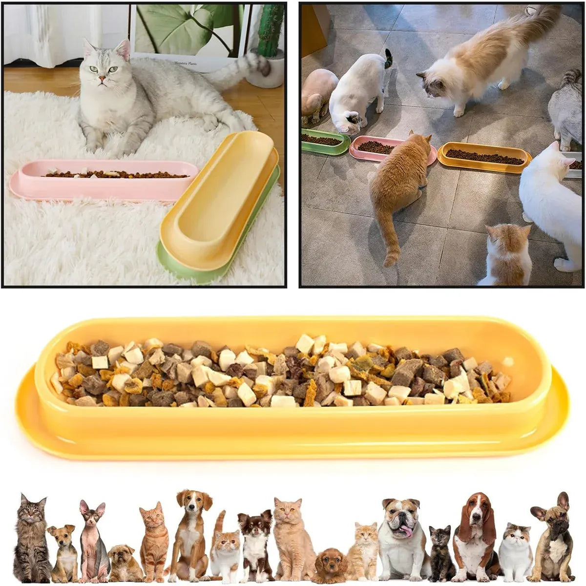 Extended Cat Bowl Pet Bowl Feeding Basin Drinking Water Cat Bowl for Cats - Yellow
