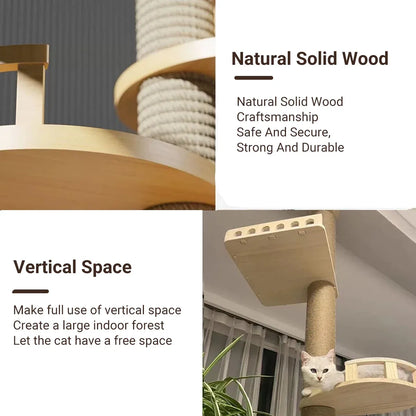 Cat Toy Cat Climbing Frame Floor Standing Multi Functional Cat Tree Pet Furniture - Cat Tree with Bowl