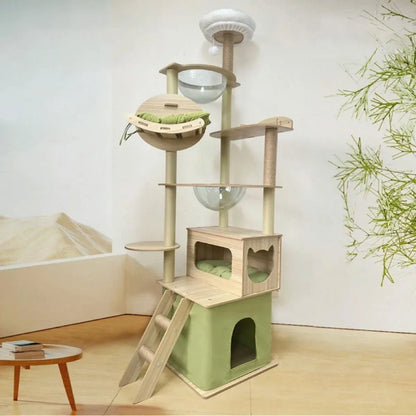 Multi Functional Cat Climbing Tree Tower Stand House Furniture Activity Center - Yellow