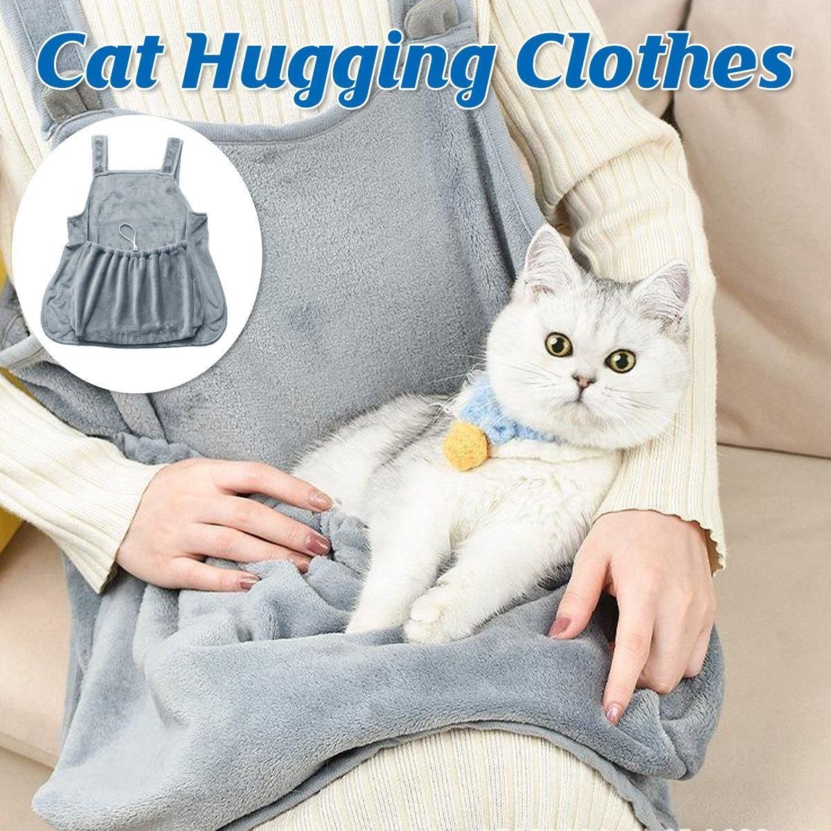 Non-stick Hair Cat Apron Kangaroo Style Pet Grooming Bib No-Hole Design