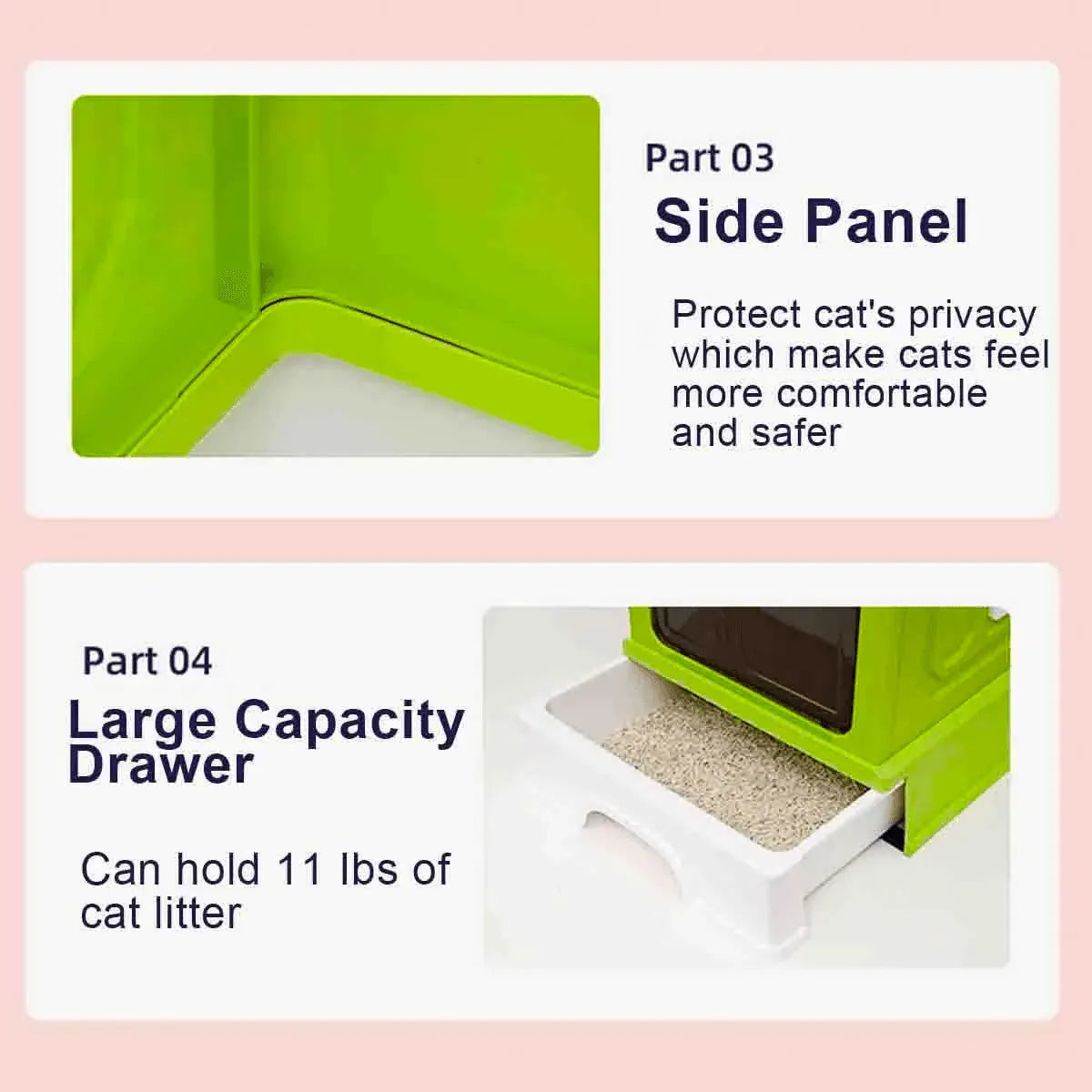 Folding Enclosed Cat Litter Box Foldable Drawer Toilet Anti-Splash Pet Supplies - Blue