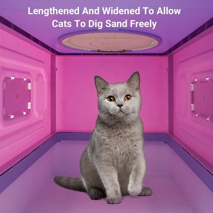 Folding Enclosed Cat Litter Box Foldable Drawer Toilet Anti-Splash Pet Supplies - Blue