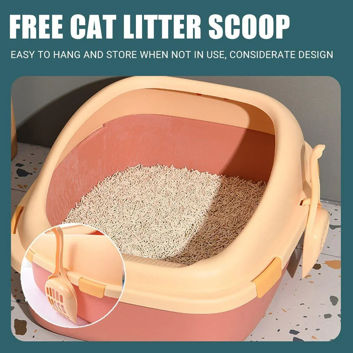 Large Cat Litter Box Semi Enclosed Anti Splash Durable Plastic Open Circulation - Blue