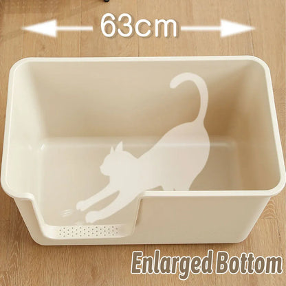 Cat Litter Box Large Semi Milk Coffee Colour Toilet High Sided Odour Control