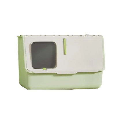 Large Fully Enclosed Cat Litter Box with Lid Odor Control Litter Pan for Cats - Green