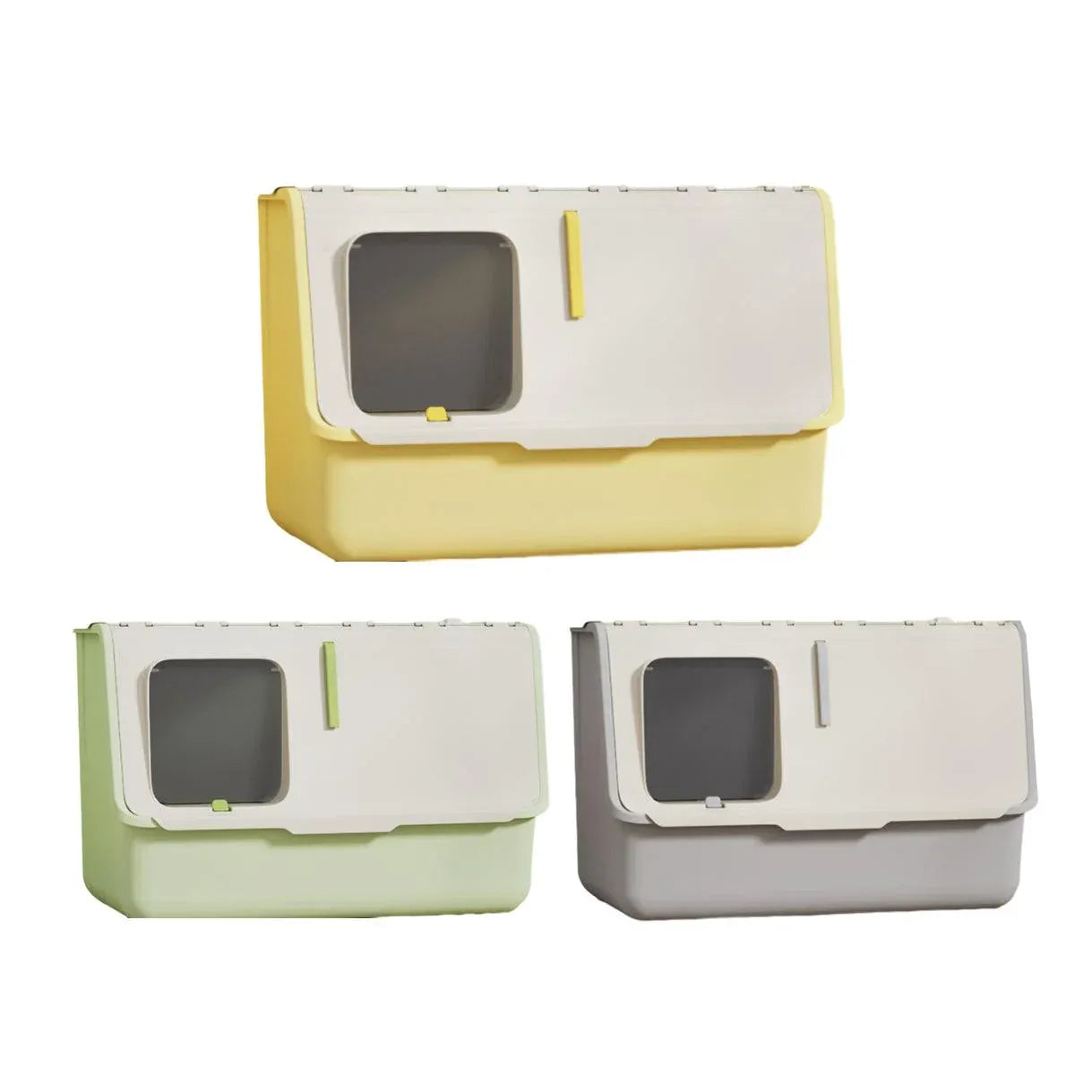 Large Fully Enclosed Cat Litter Box with Lid Odor Control Litter Pan for Cats - Green