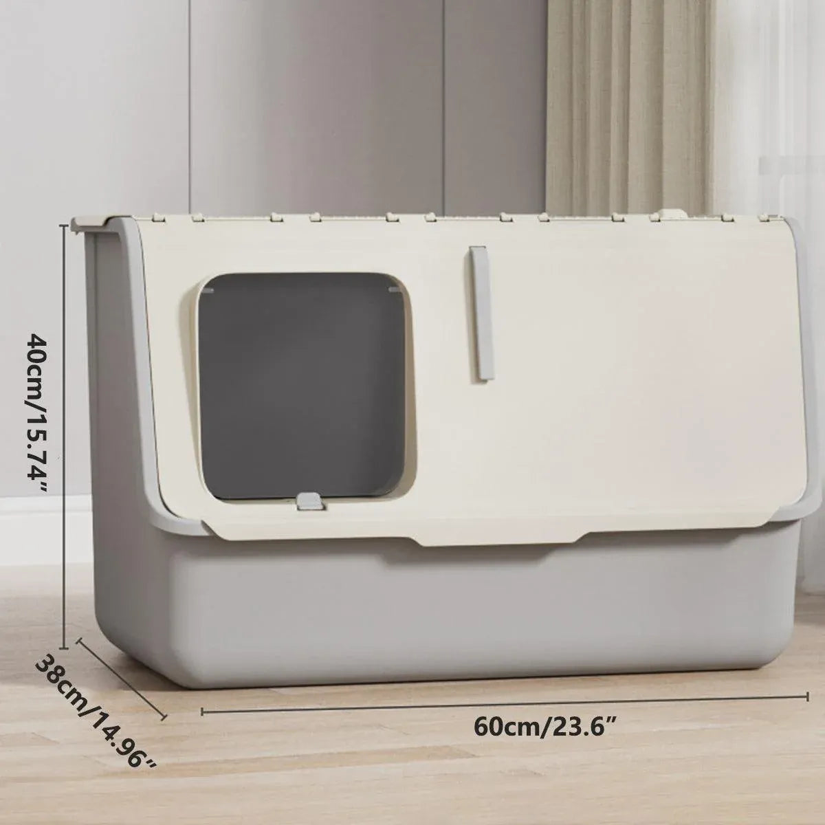 Large Fully Enclosed Cat Litter Box with Lid Odor Control Litter Pan for Cats - Green