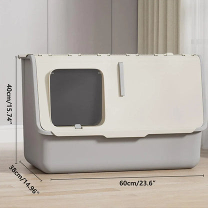 Large Fully Enclosed Cat Litter Box with Lid Odor Control Litter Pan for Cats - Green