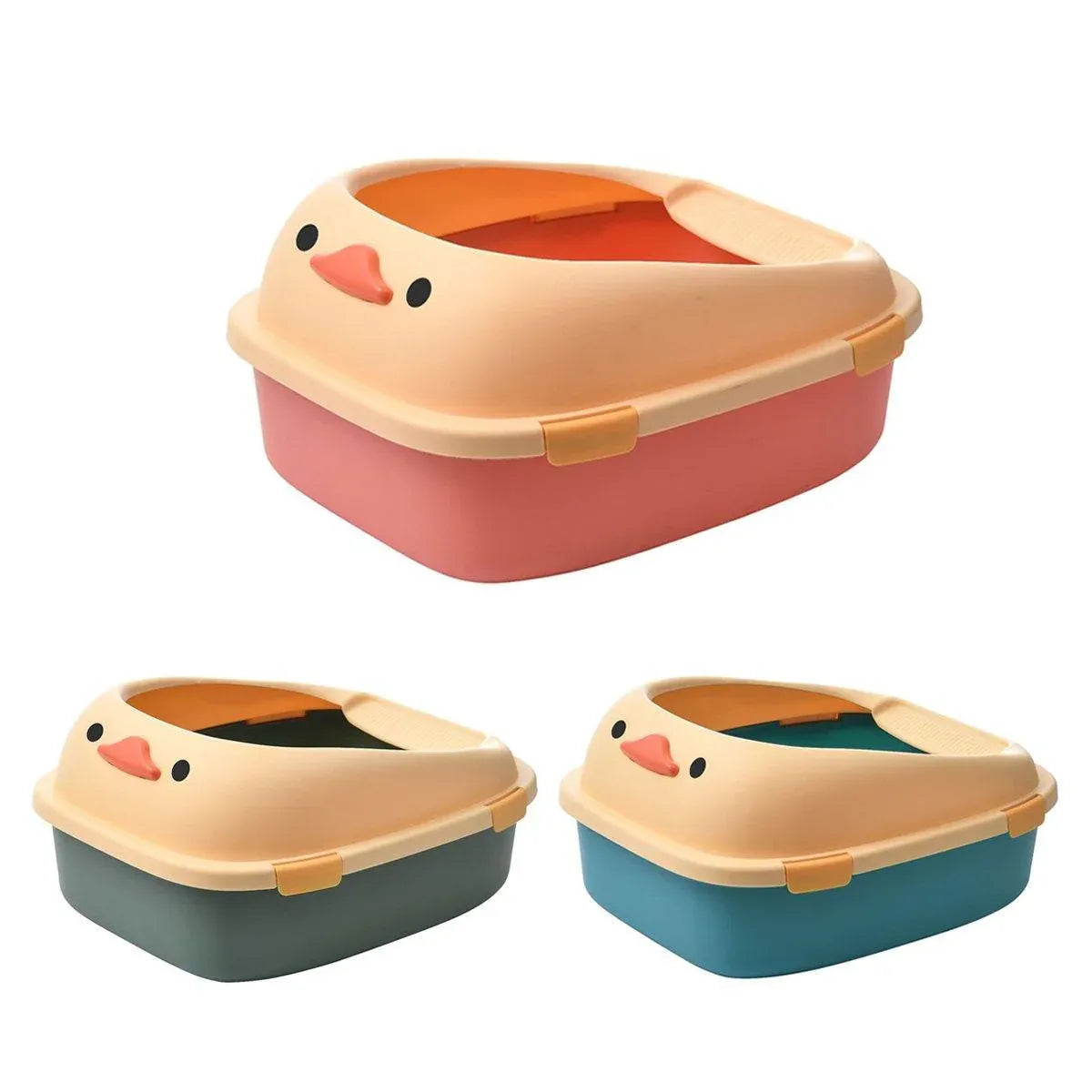 Large Cat Litter Box Semi Enclosed Anti Splash Durable Plastic Open Circulation - Green