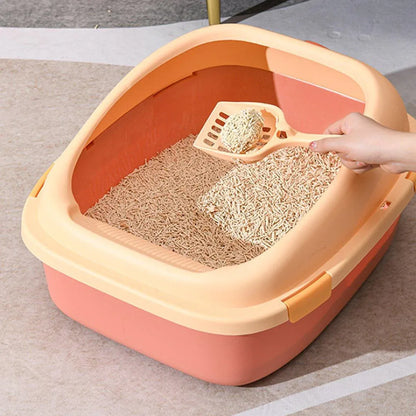 Large Cat Litter Box Semi Enclosed Anti Splash Durable Plastic Open Circulation - Green