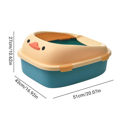 Large Cat Litter Box Semi Enclosed Anti Splash Durable Plastic Open Circulation - Green