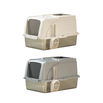 Durable Stainless Steel Cat Litter Box Pan Pet Toilet Odor Control Tray Large - Grey
