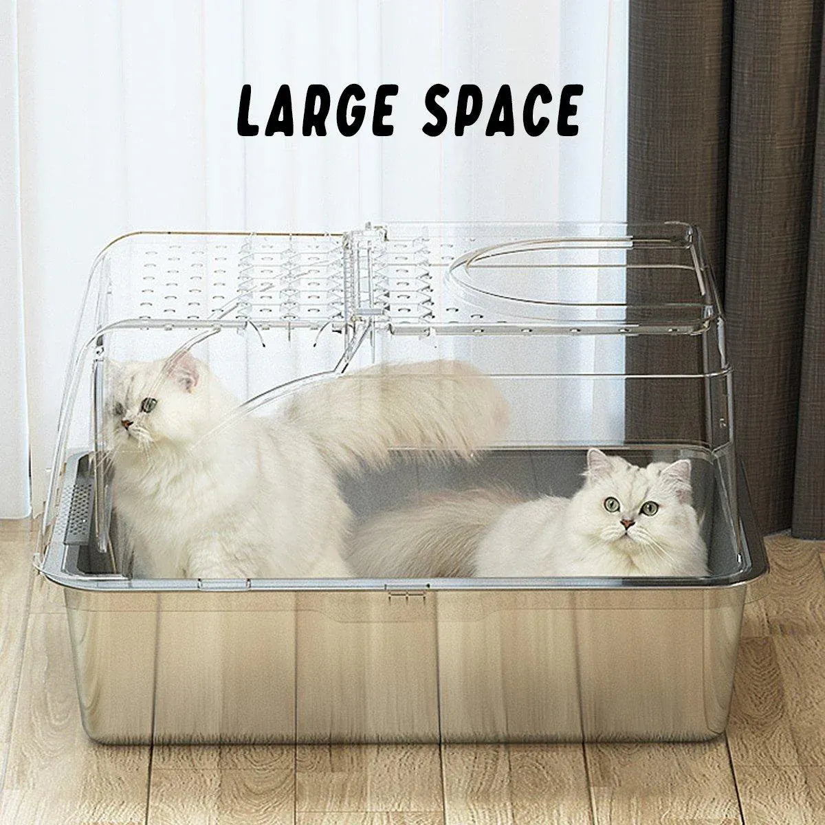 Durable Stainless Steel Cat Litter Box Pan Pet Toilet Odor Control Tray Large - Grey