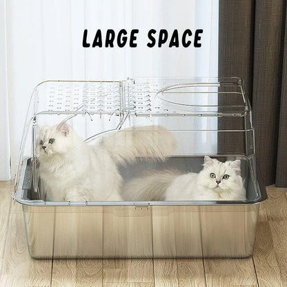 Durable Stainless Steel Cat Litter Box Pan Pet Toilet Odor Control Tray Large - Grey