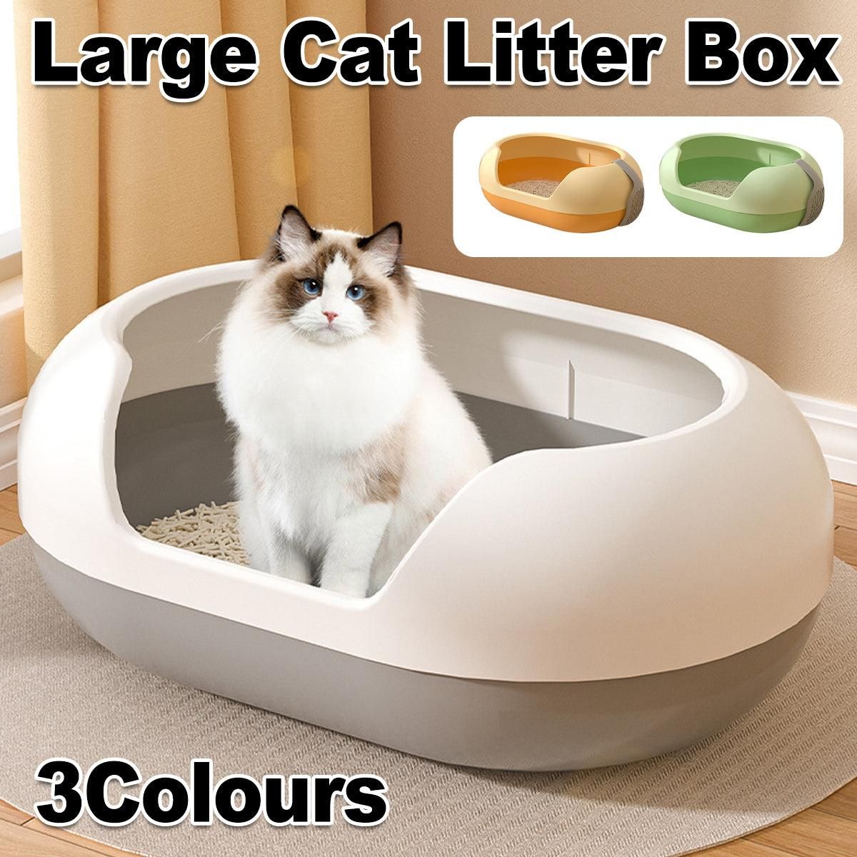Large Semi Closed Cat Litter Box Covered Litter Pan for Cats Easy Clean Design - Orange