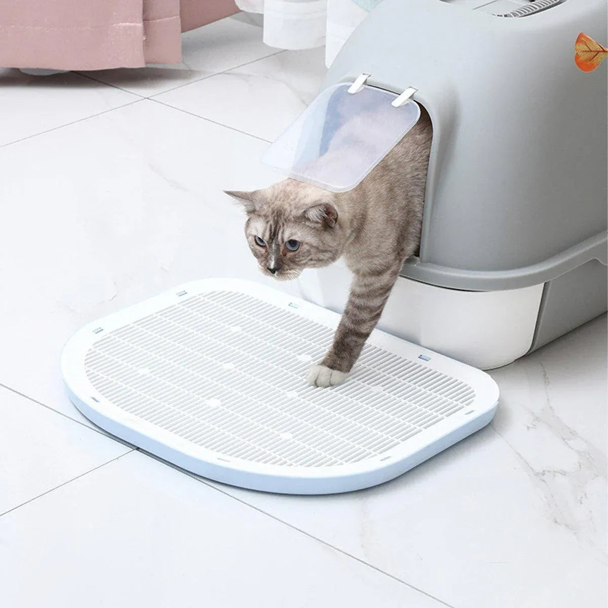 Anti Spill Cat Litter Mat Double Layer Pet Toilet Mat for Litter Box - Grey