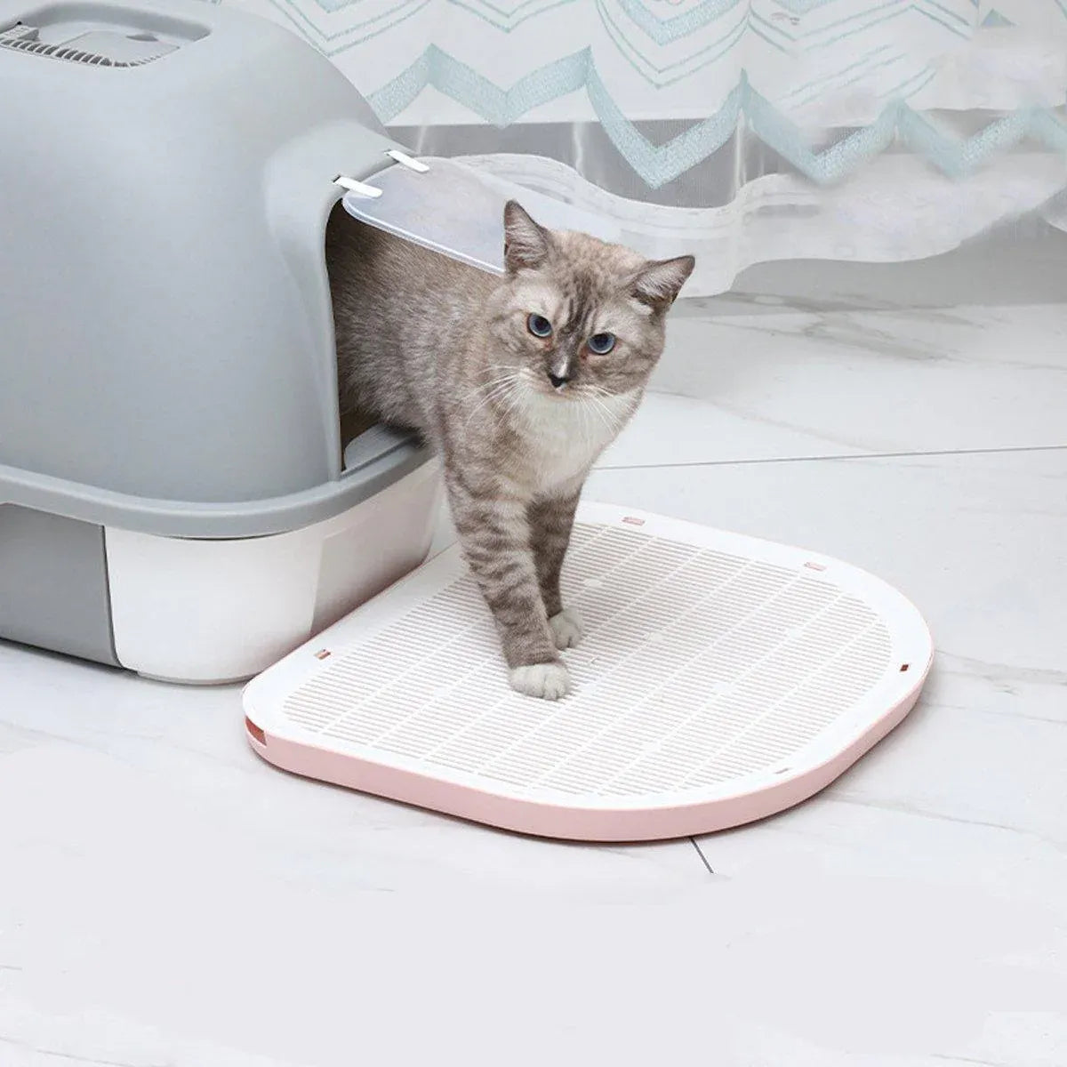 Anti Spill Cat Litter Mat Double Layer Pet Toilet Mat for Litter Box - Pink