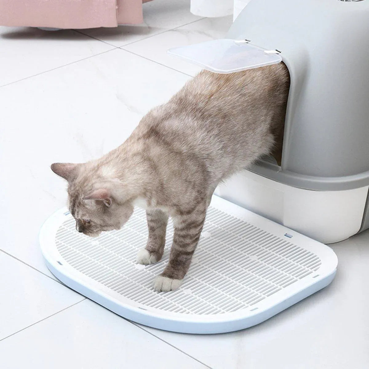 Anti Spill Cat Litter Mat Double Layer Pet Toilet Mat for Litter Box - Pink