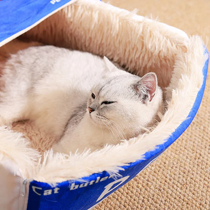 Rectangular Cookie Box Pet Bed for Cats Dogs Cat Bed Kitten Puppy Soft Pet House - Blue M
