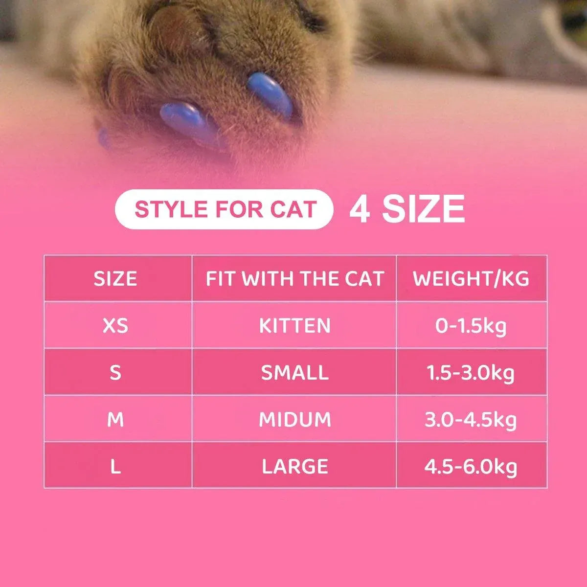 100PCS Anti Scratch Paw Covers for Cats and Kittens Nail Protector Soft Paw - Shiny-L