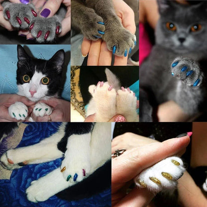100PCS Anti Scratch Paw Covers for Cats and Kittens Nail Protector Soft Paw - Shiny-L