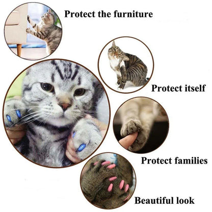 100PCS Anti Scratch Paw Covers for Cats and Kittens Nail Protector Soft Paw - Shiny-L