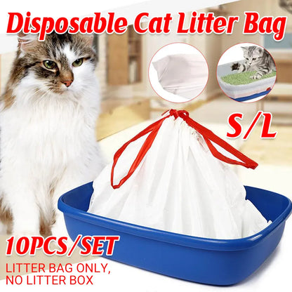 10 PCS Disposable Pet Waste Bags Cat Litter Bags Thickened Heavy Duty Leakproof - S