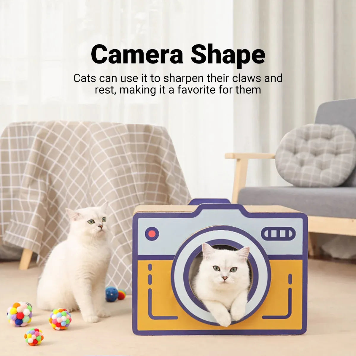 Cat Scratcher Bed Retro Camera Design Corrugated Cardboard Cat Nest Pet House