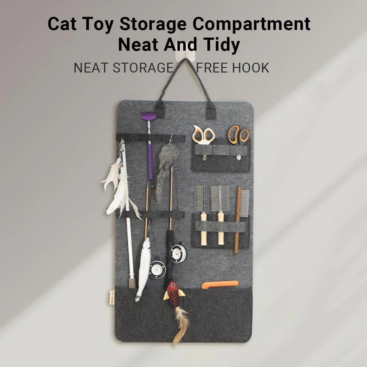Large Capacity Cat Stick Cat Toy Storage Bag Hanging Felt Pet Supplies Organizer
