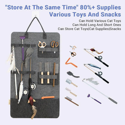 Large Capacity Cat Stick Cat Toy Storage Bag Hanging Felt Pet Supplies Organizer