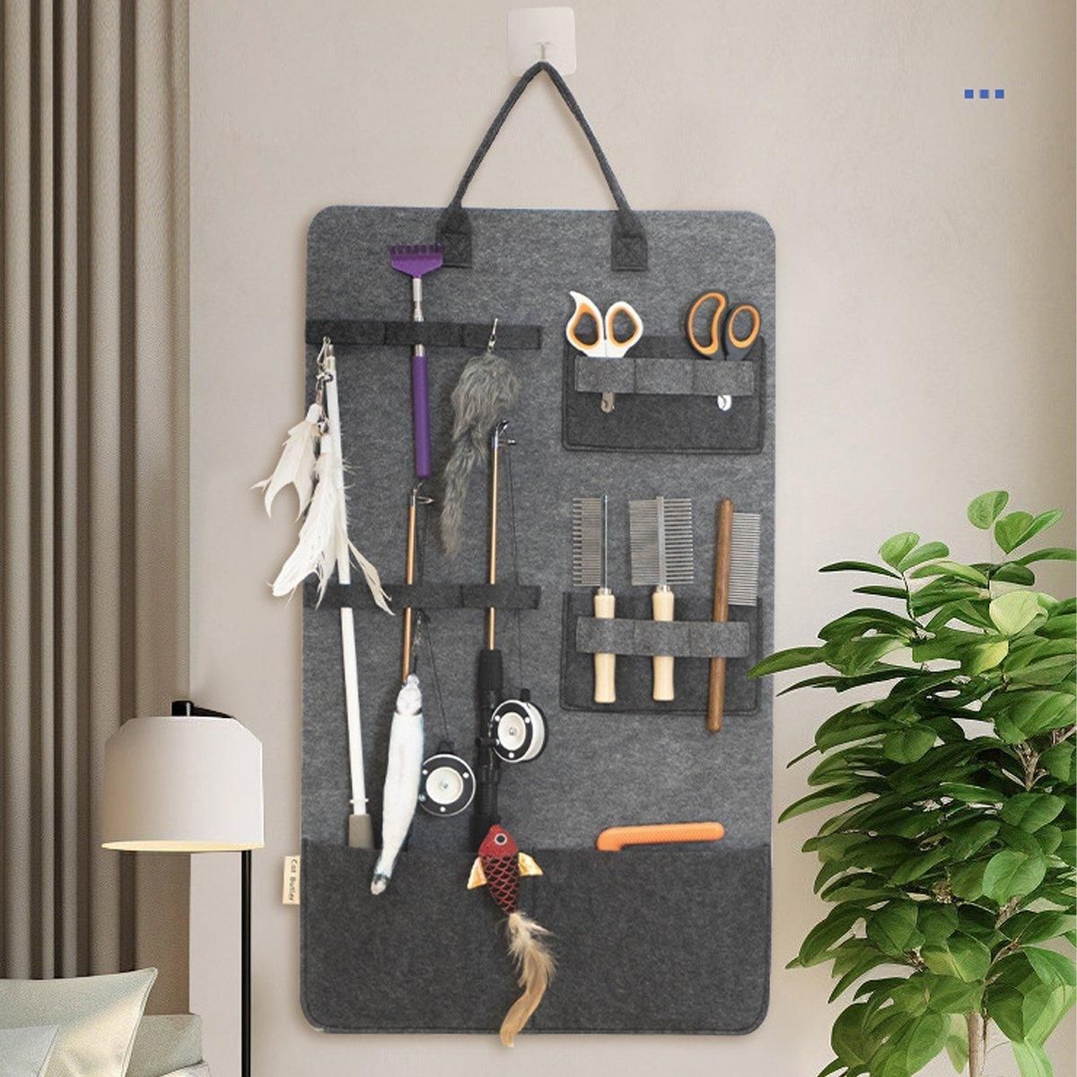 Large Capacity Cat Stick Cat Toy Storage Bag Hanging Felt Pet Supplies Organizer