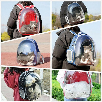 Pet Outdoor Carrier Backpack Cat Dog Puppy Travel Space Capsule Shoulder Bag - Black