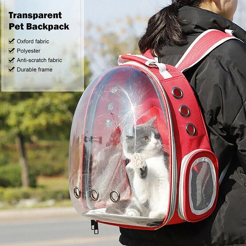 Pet Outdoor Carrier Backpack Cat Dog Puppy Travel Space Capsule Shoulder Bag - Black