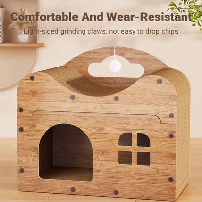 2 in 1 Cat Bed Cat Scratcher Cat House Kitten Sleeping Bed Pet Furniture Cat