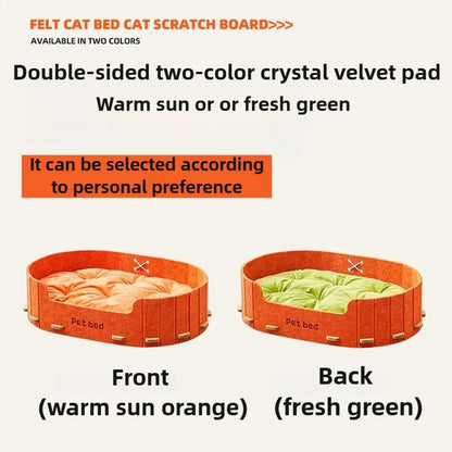 Pet Sleeping Bed Felt Cat Nest Warm Dog Bed Soft Indoor Cushion Removable Design - Green
