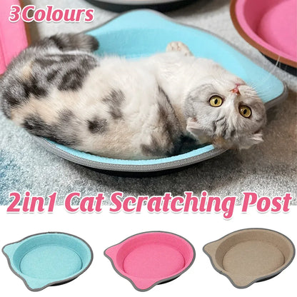 Cat Scratching Post Pad 2 in 1 PP Blanket Non Slip Indoor Kitten 38 x 38 x 5cm - Pink