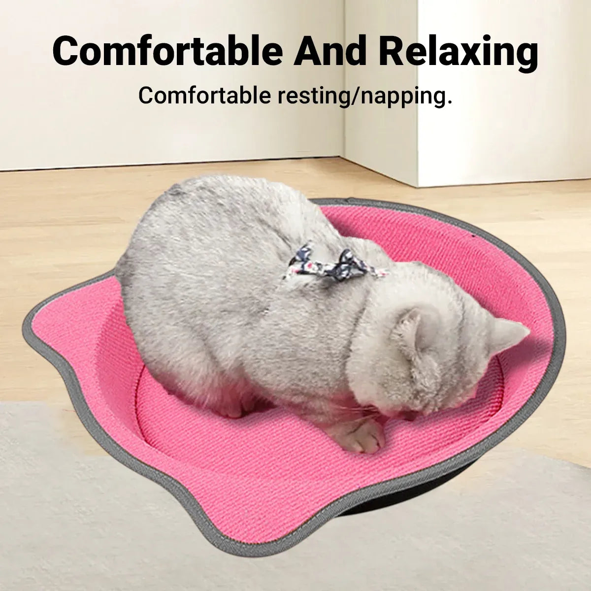 Cat Scratching Post Pad 2 in 1 PP Blanket Non Slip Indoor Kitten 38 x 38 x 5cm - Pink