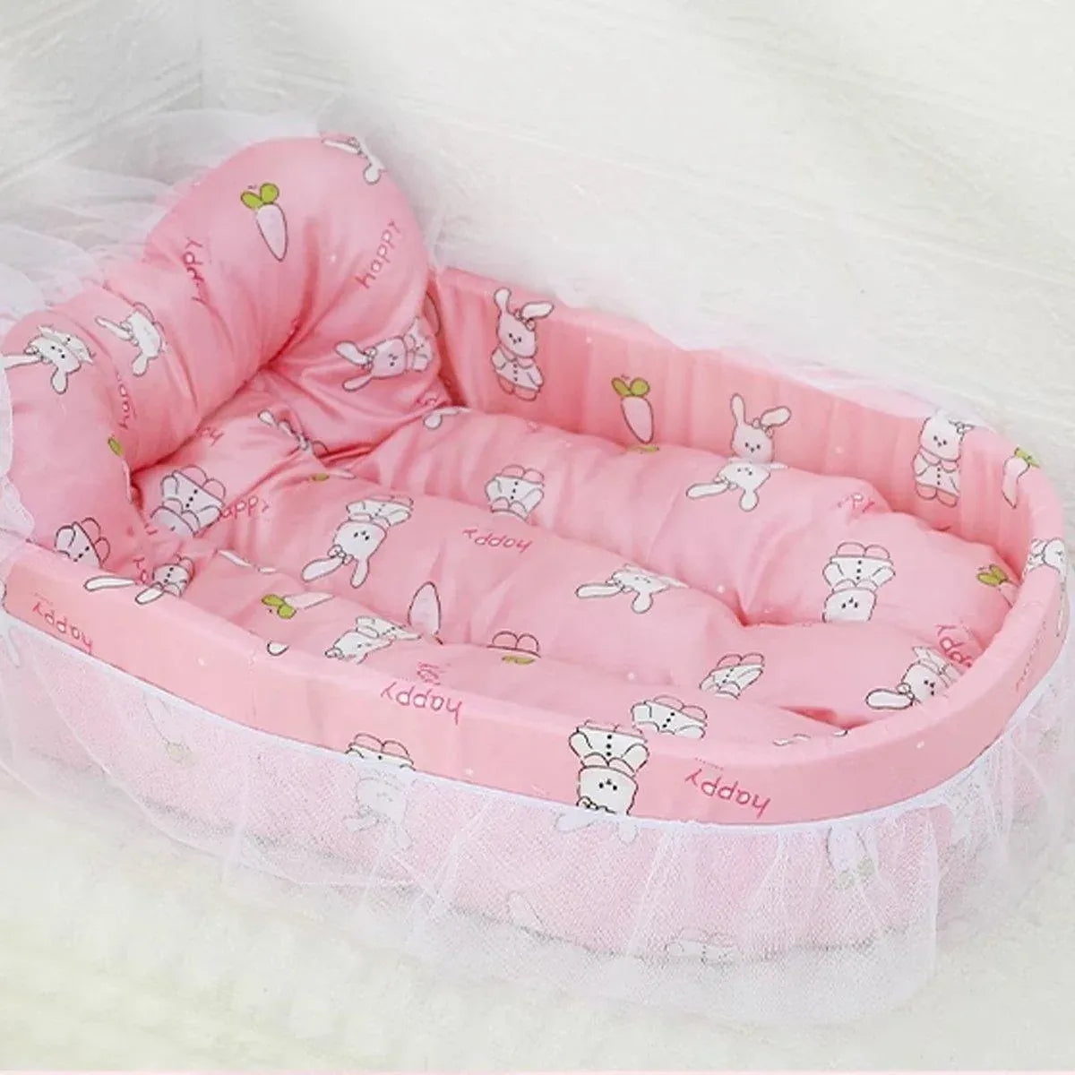 Cat Kennel Universal Cat Sleeping Nest Princess Style Lace Pet Special Kitten Cyber Red Mat - Pink
