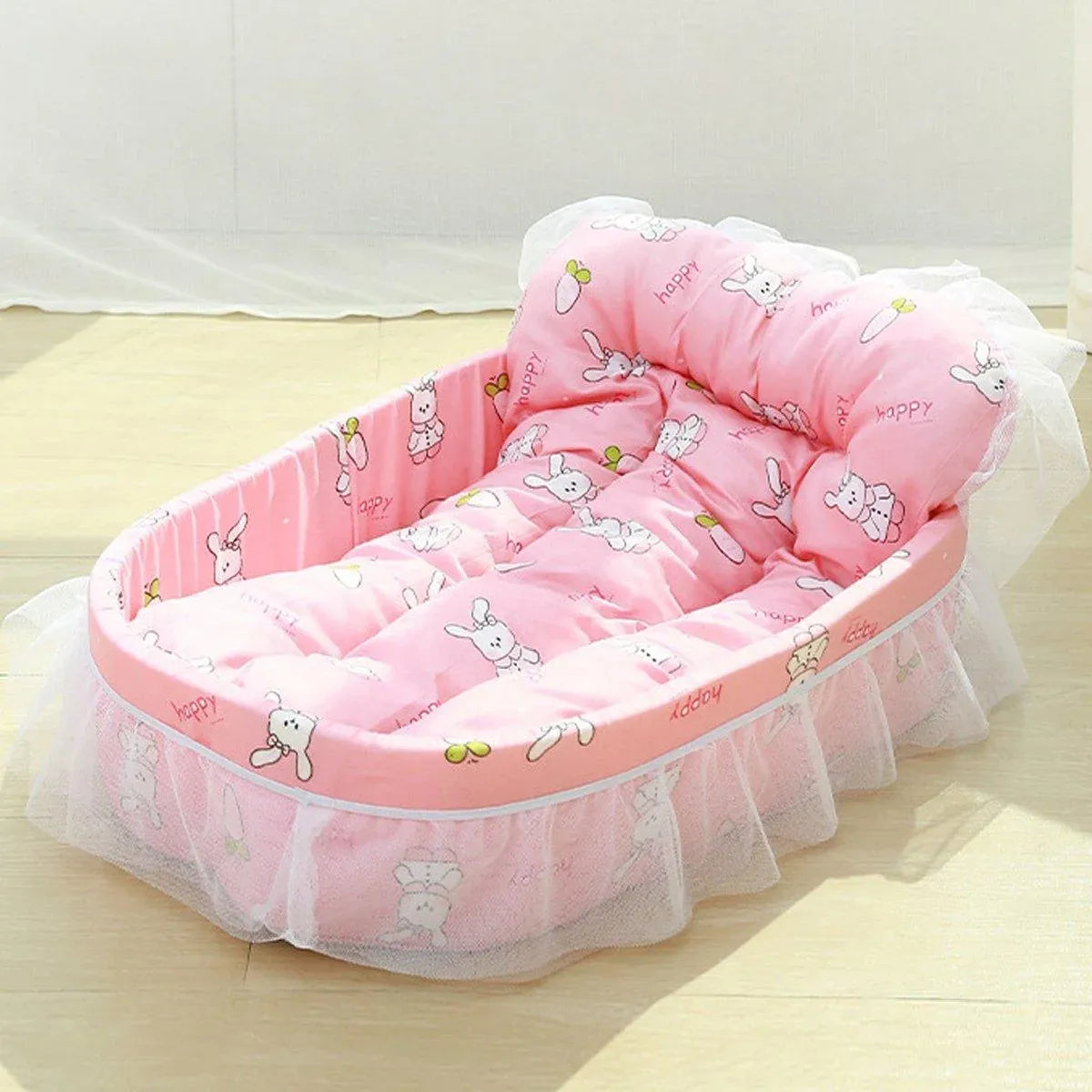 Cat Kennel Universal Cat Sleeping Nest Princess Style Lace Pet Special Kitten Cyber Red Mat - Pink