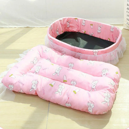 Cat Kennel Universal Cat Sleeping Nest Princess Style Lace Pet Special Kitten Cyber Red Mat - Pink